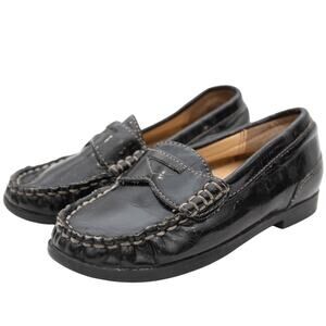 Cole Haan Toddler Black Patent Leather Moc Toe Air Penny Loafers Size 8